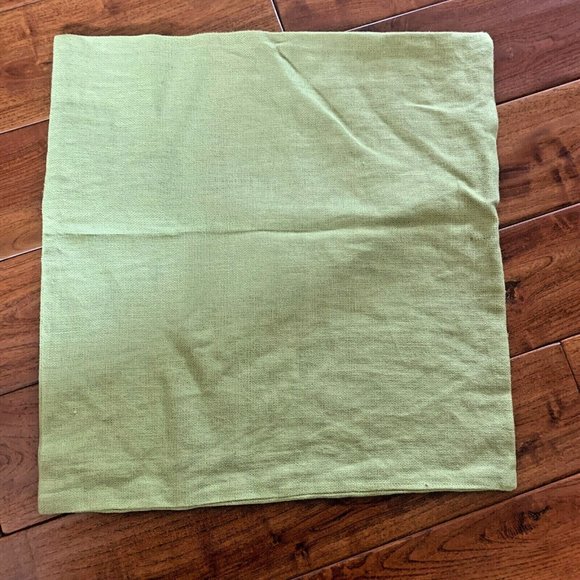 POTTERY BARN Pillow Cover TEXTURED 100% LINEN single Button 18 X 18 moss GREEN - Picture 5 of 11